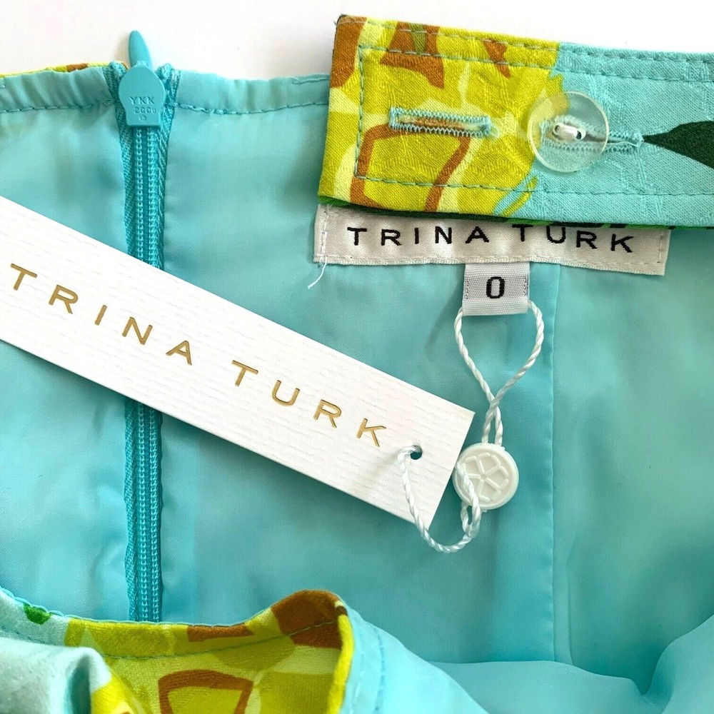 NWT Trina Turk Felisha Pineapple Sundress Shift Dress 0 00 XS Cotton Tropical - Picture 2 of 10